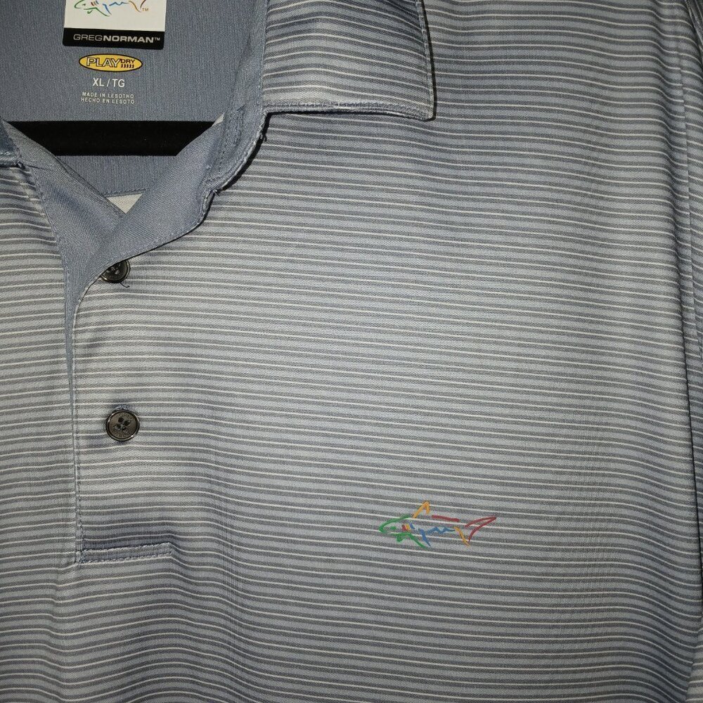 Greg Norman classic shark collection, golf polo, gray and blue, size xl - Picture 2 of 4